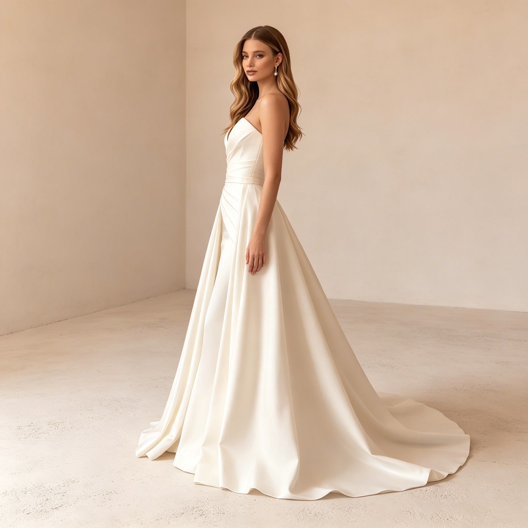 Elegantes Trägerloses Abendkleid im Meerjungfrau-Stil mit Satin-Schleppe