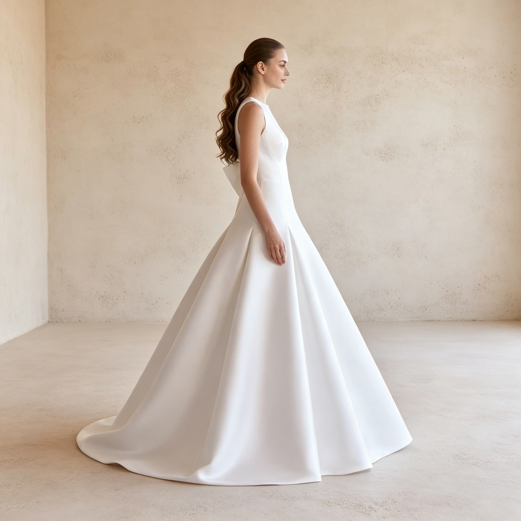 Elegantes Halterneck Maxikleid in Weiß – Fließendes langes Abendkleid aus Satin