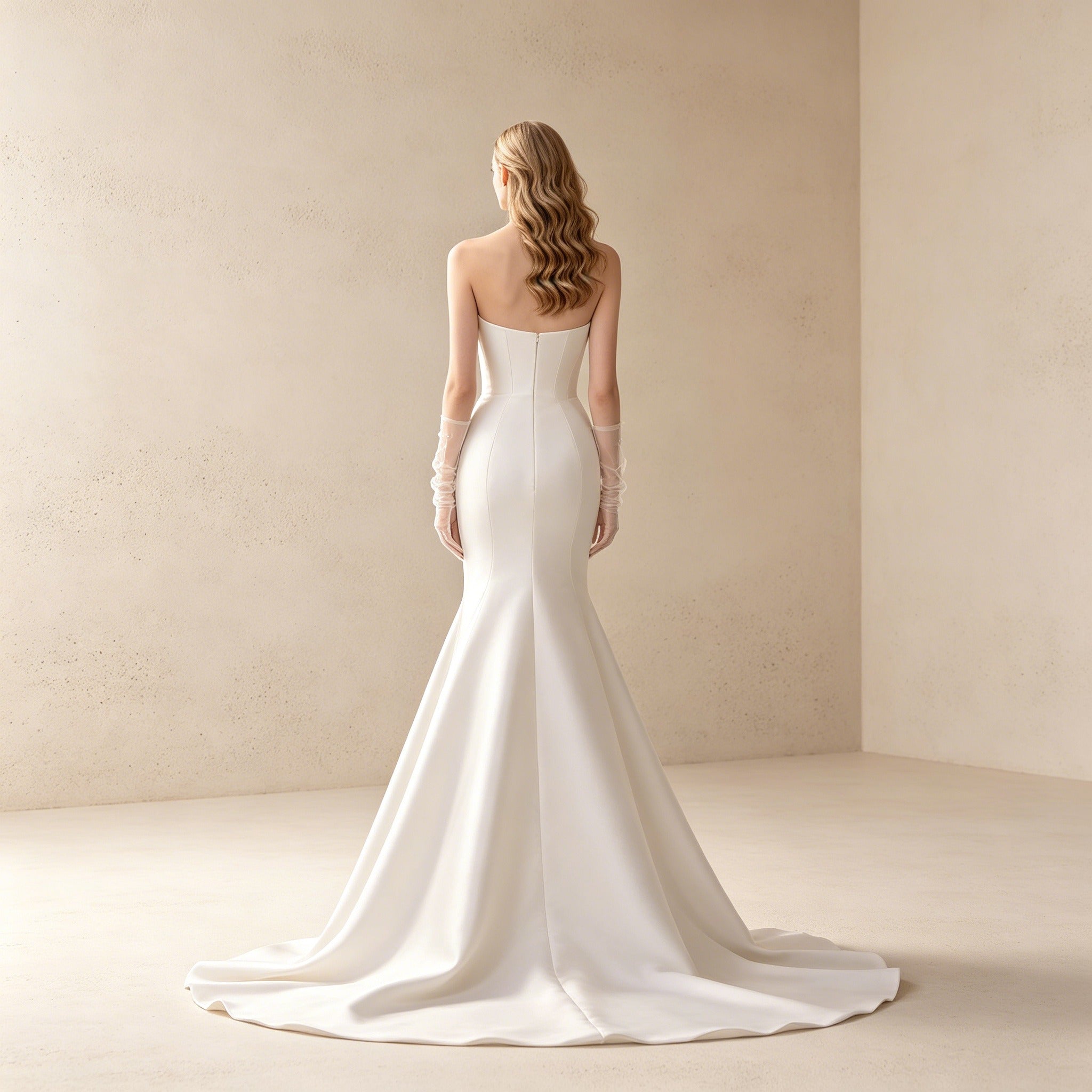 Trägerloses Satin Abendkleid – Elegantes Maxikleid im Meerjungfrau-Stil